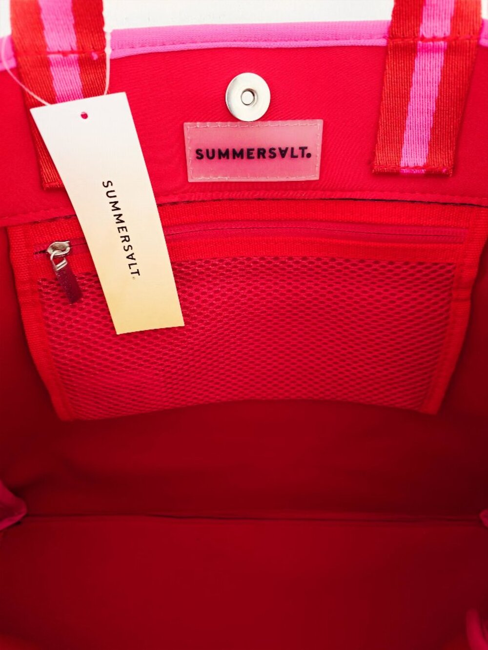 Summersalt Beach Tote Bag NEW with Tags Pink Red Neoprene Pool Summer Vacation